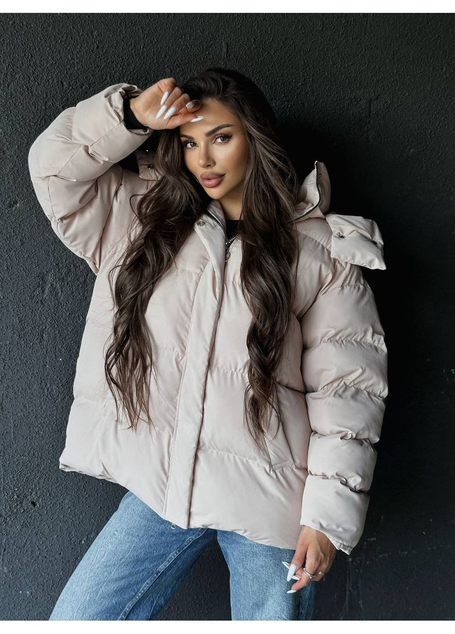 Бежевый демисезонный Пуховик Style Point