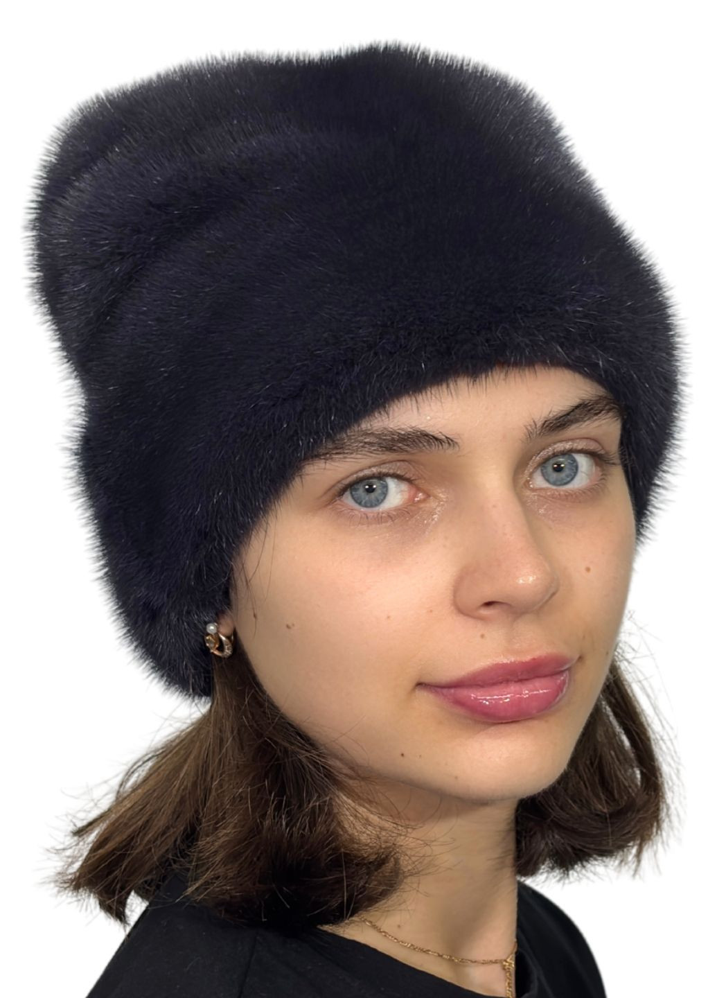 Жіноча зимова хутряна шапка з натурального хутра норки з аплікацією Меховой Стиль Рукавичка (360544724)