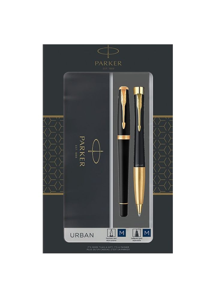 Набор ручек URBAN 17 Muted Black GT FP+BP в подарочной упаковке DUOSETS 30 092b19 Parker (316619373)