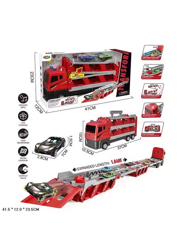 Іграшка трек автовоз з машинками світло та звук D663-T204A, довжина треку 1.64 метра No Brand (362430078)