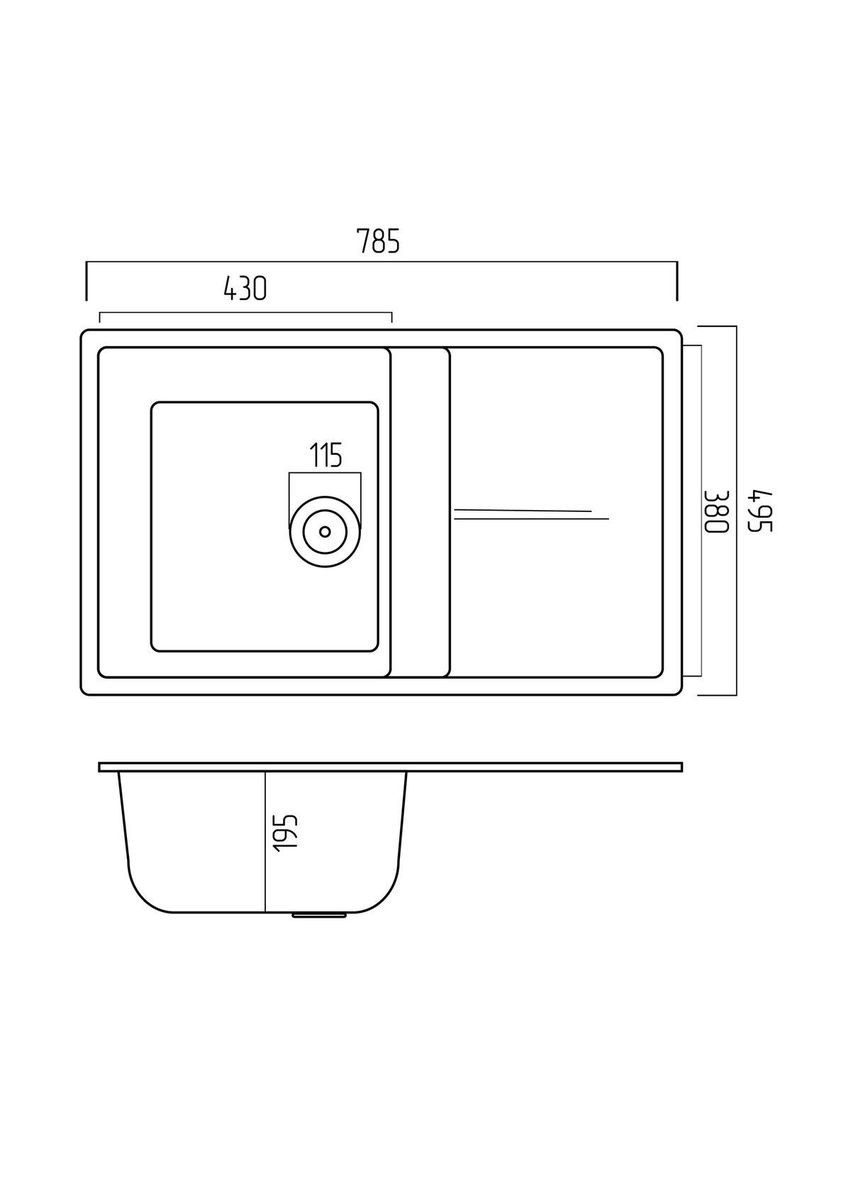 Гранітна мийка для кухні SELENA 7950 матова Чорна Valeso (342071986)