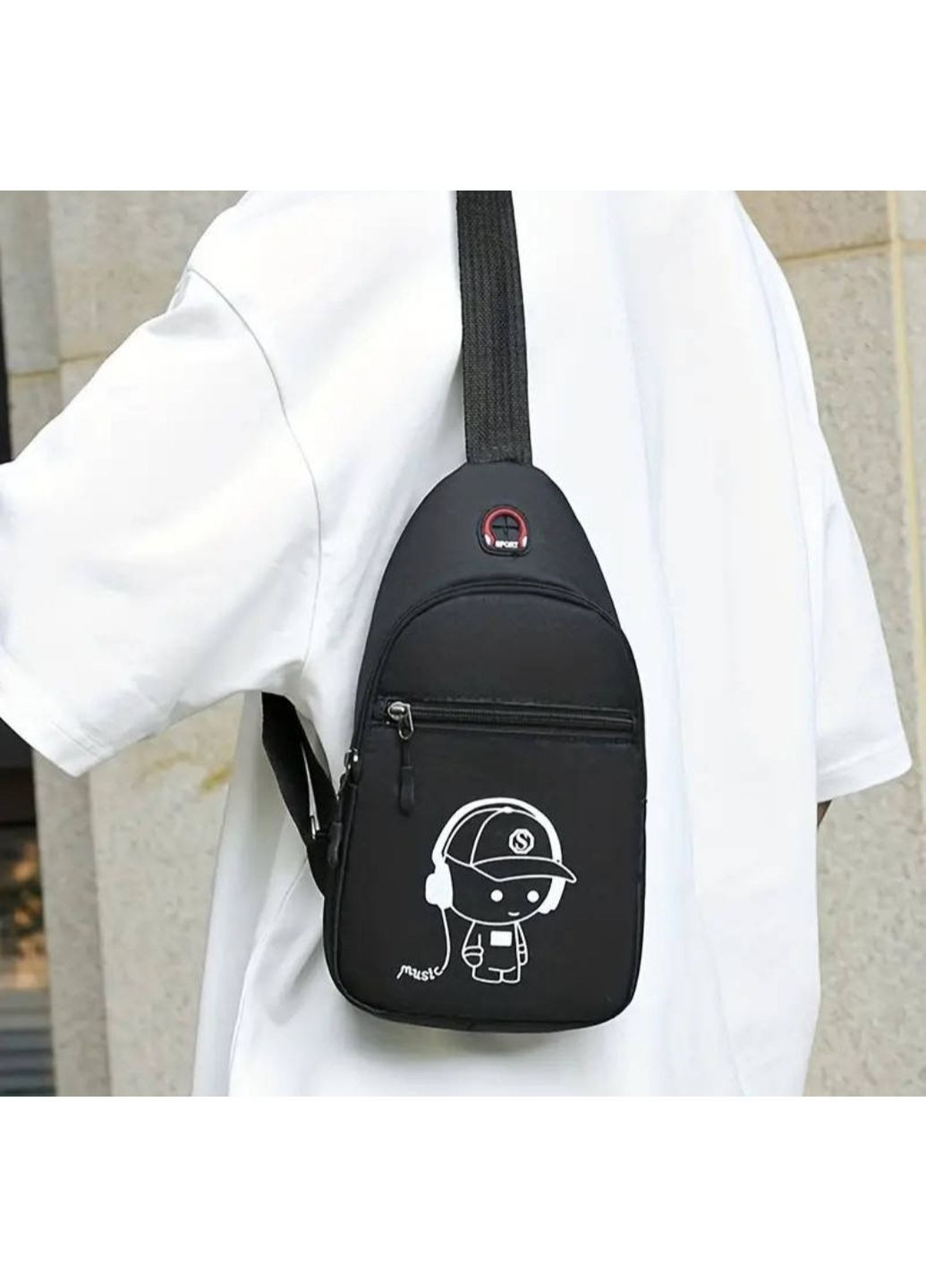 Молодіжна нагрудна сумка слінг через плече в сірому кольорі,компактний нагрудний рюкзак No Brand (370639478)