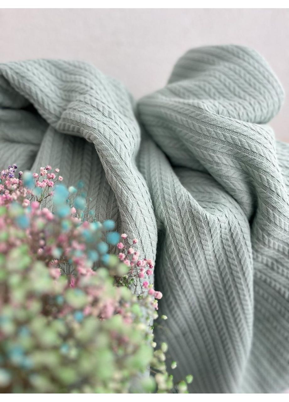 Покривало Косичка бавовняне колір м`ятний, Бавовна, Покривало ZEINTEX (315347211)