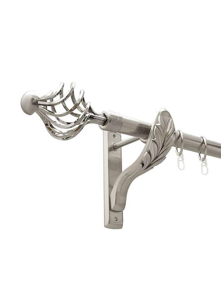 Карниз Арезо металлический однорядный ретро гладкая труба Нержавеющая Сталь 25 мм 300 см (00-00021534) ORVIT (300688745)