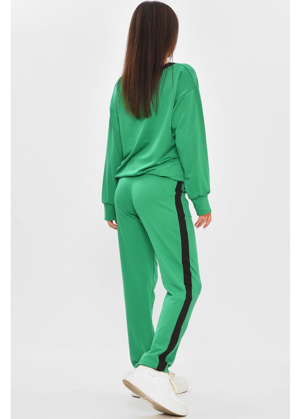 Костюм жіночий однотонний зеленого кольору Let's Shop (353848886)