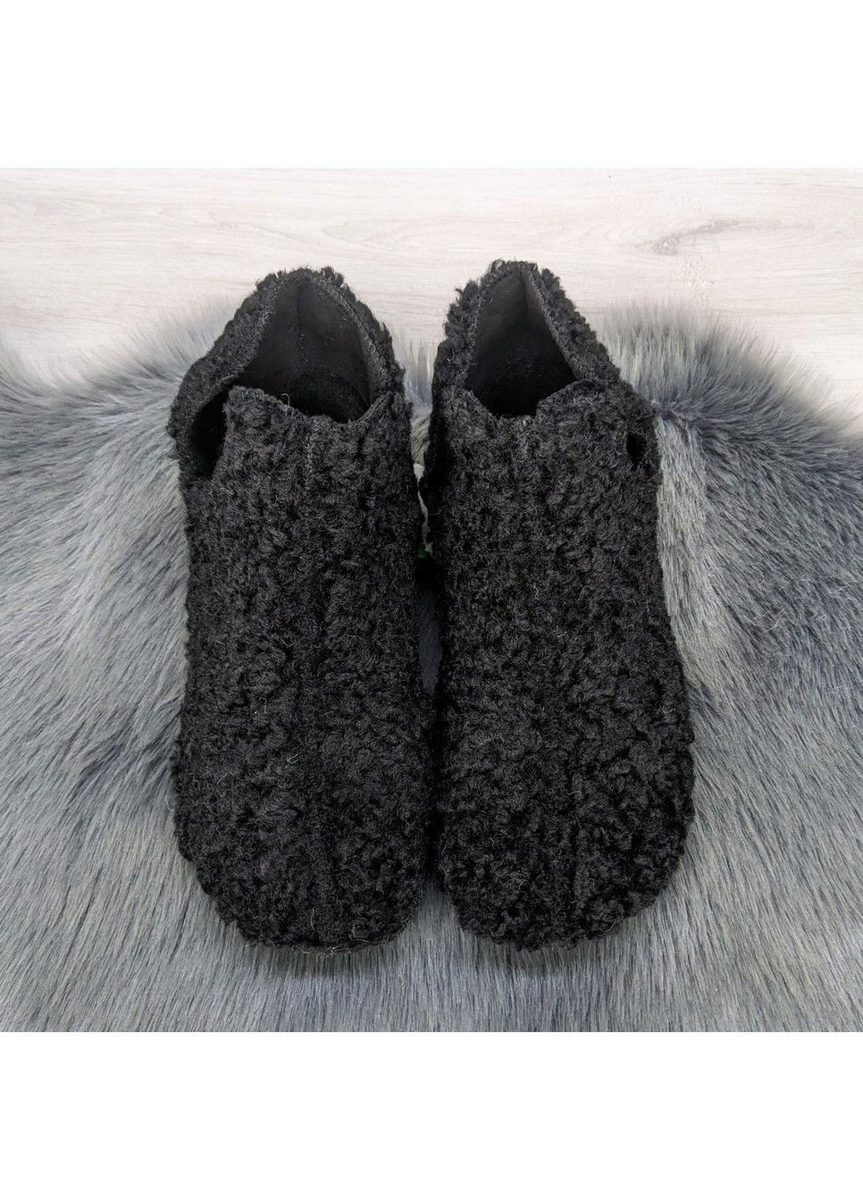 Черные тапочки чуни женские меховые высокие Inblu