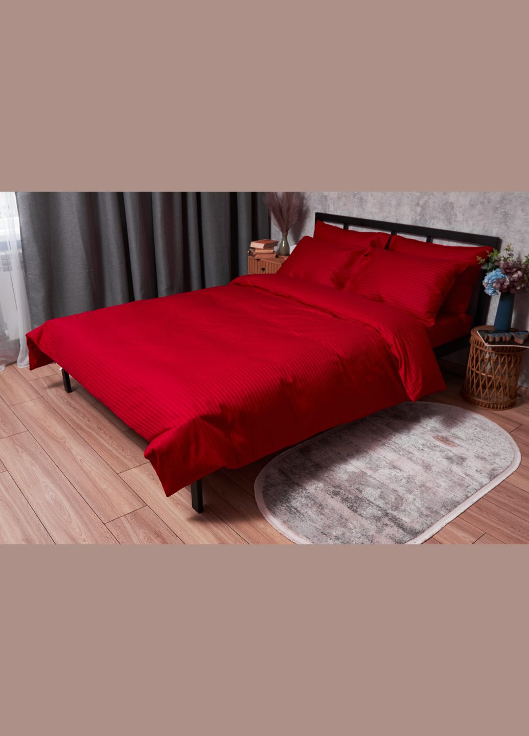 Комплект постельного белья Satin Stripe King Size 220x240 наволочки 2х50х70 (MS-820003571) Moon&Star stripe red (288043797)