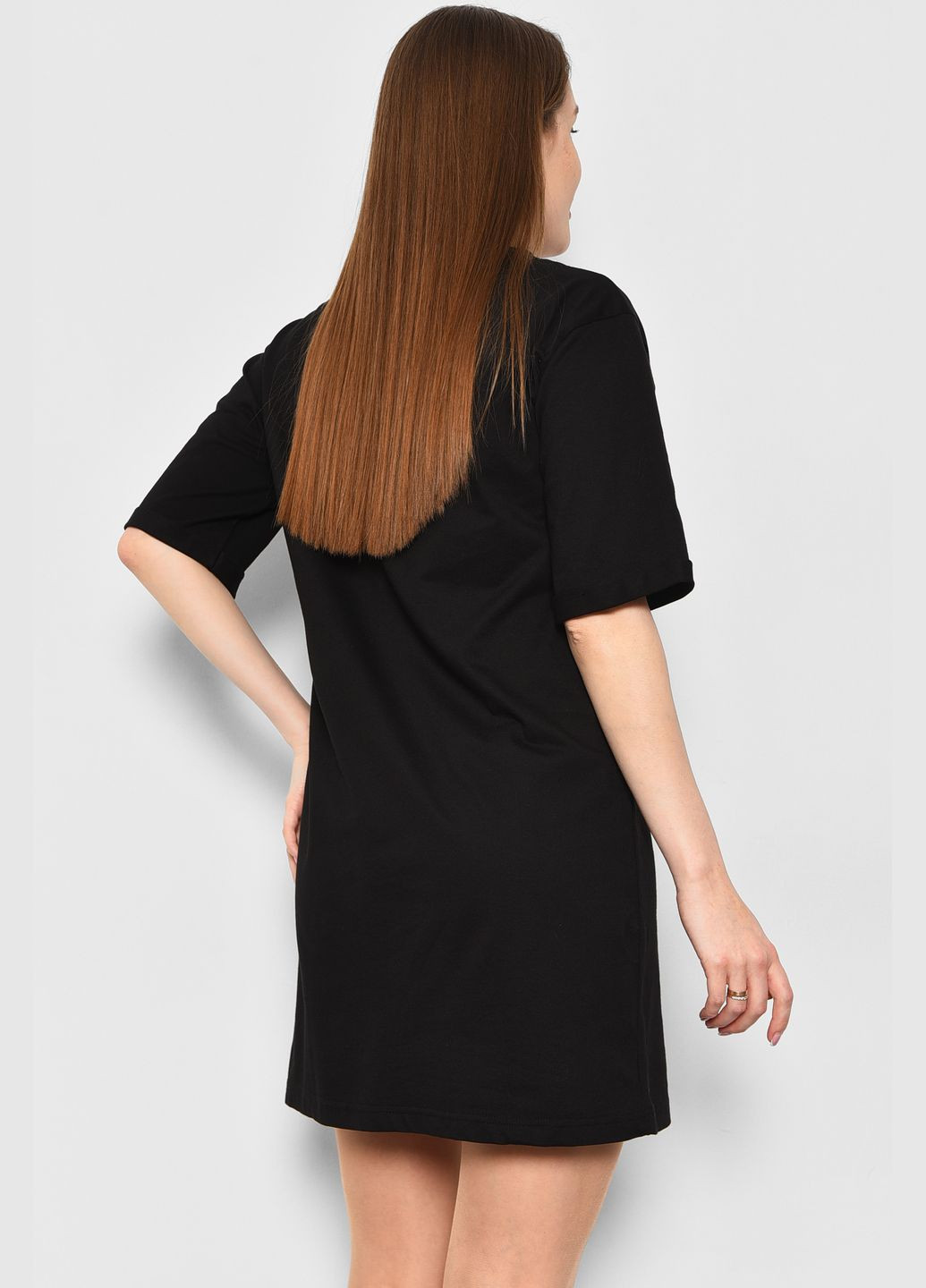 Туника женская из ткани лакоста черного цвета Let's Shop (290981368)