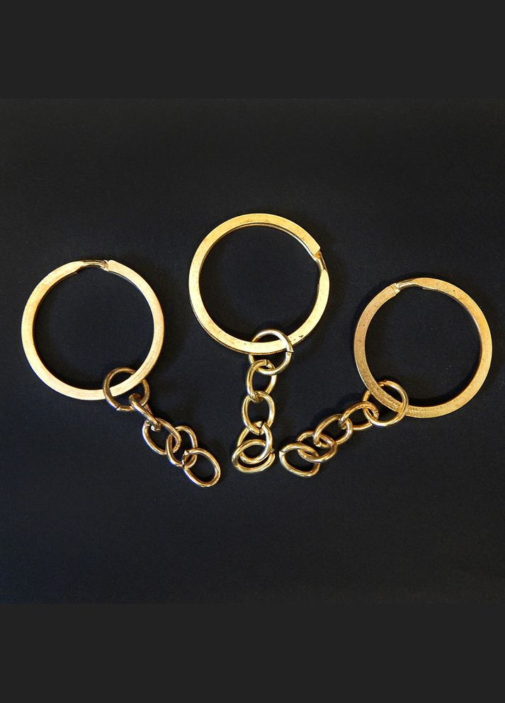 Кільце плоске з ланцюжком, для брелоків, 2,8 см, золото No Brand (340484216)