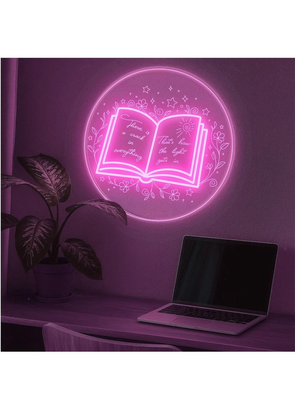Неоновый ночник с гравировкой Книга Розовый 40 см NeonChic (367190348)