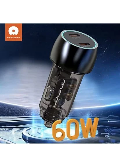Автомобильное зарядное устройство WUW PD30W 2xUSB Type-C 60W черный No Brand C283 (401165521)