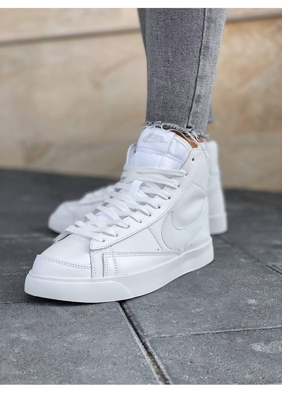 Белые демисезонные кроссовки мужские nike blazer white reflective найк блейзер No Brand
