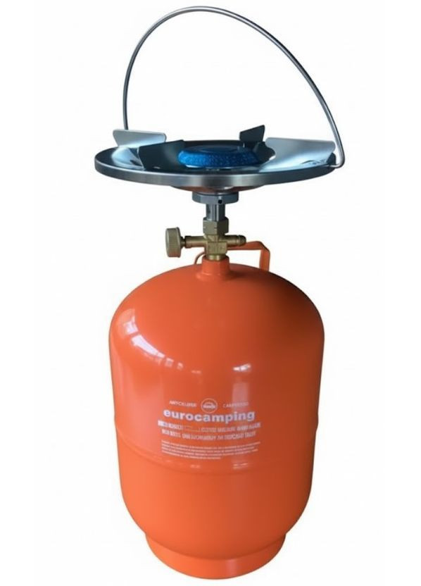 Газовий балон Eurocamping у комплекті з посиленою пальником для кемпінгу та відпочинку на природі 8 л (2104618950) No Brand (373235562)
