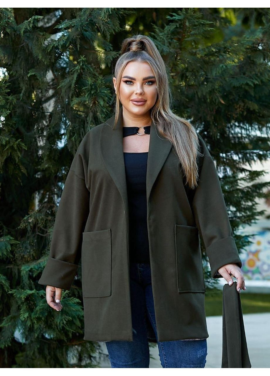 Оливкове (хакі) демісезонне Жіноче кашемірове пальто Sofia