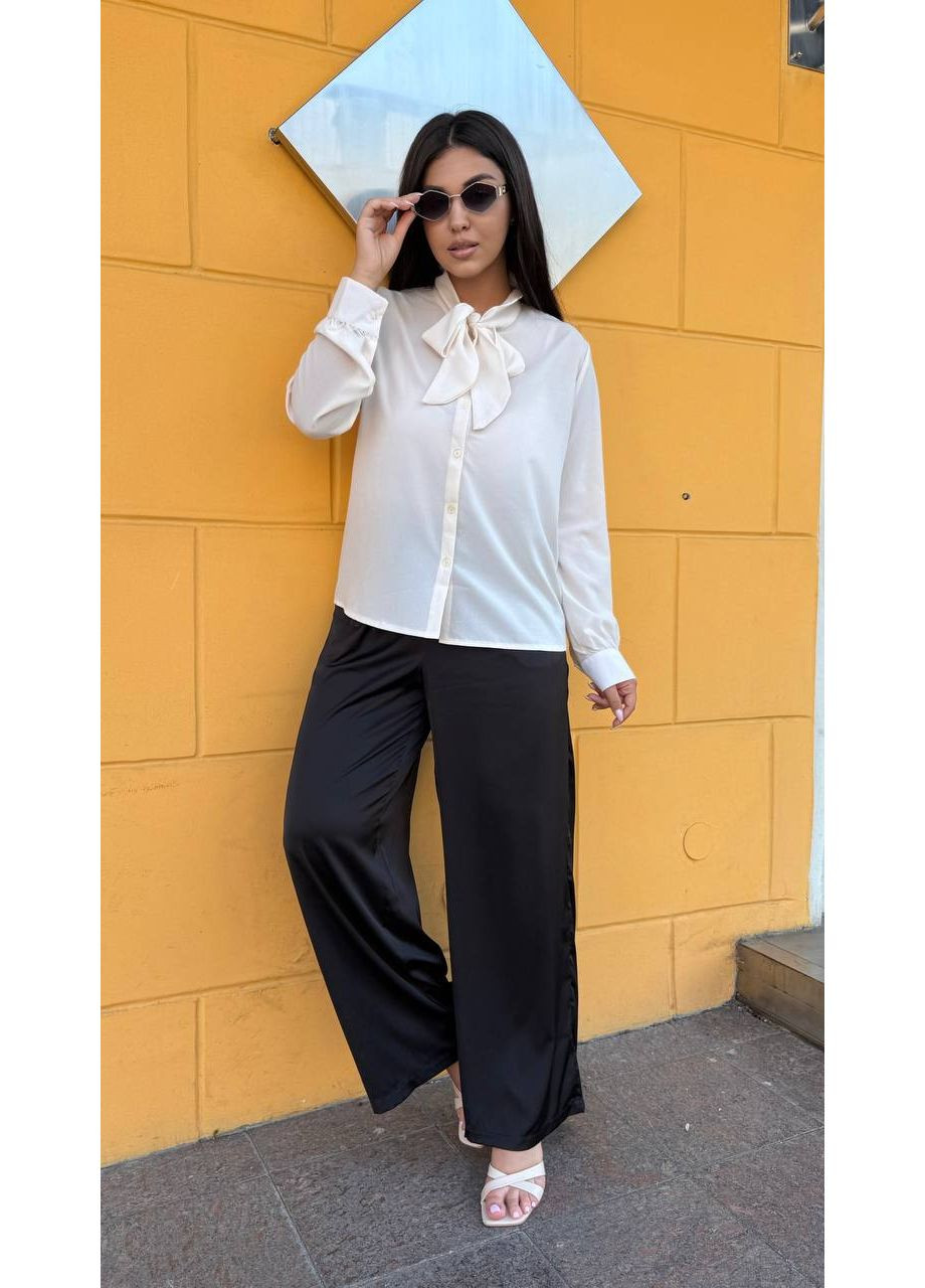 Молочна блуза з креп шифону — ніжність і жіночність ✨ (заміри в описі) DK/DL Мода без кордонів