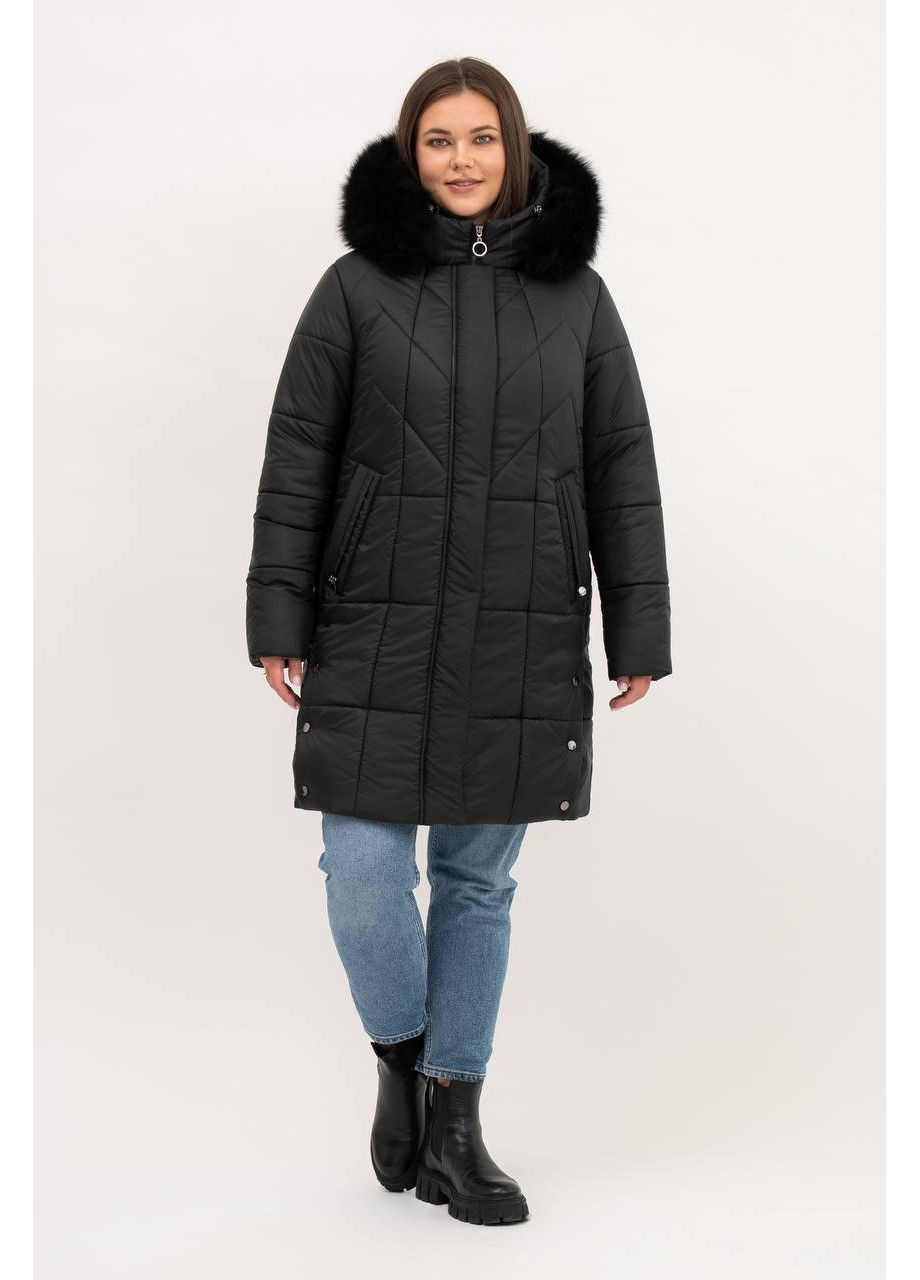 Черная зимняя куртка зимняя женская большого размера SK
