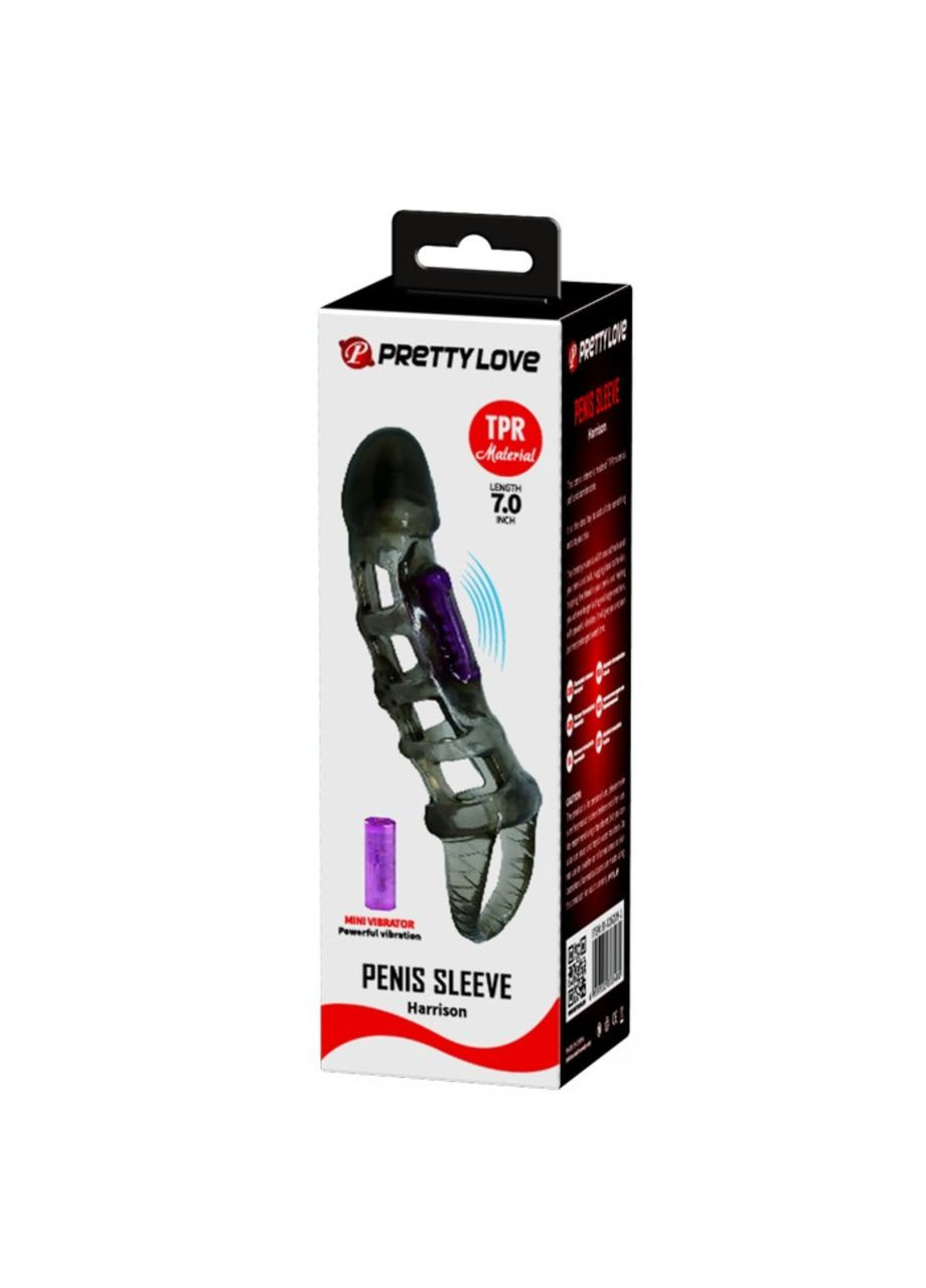 Черная насадка на член с вибрацией и подхватом мошонки Pretty Love "Harrison" LyBaile (301153774)