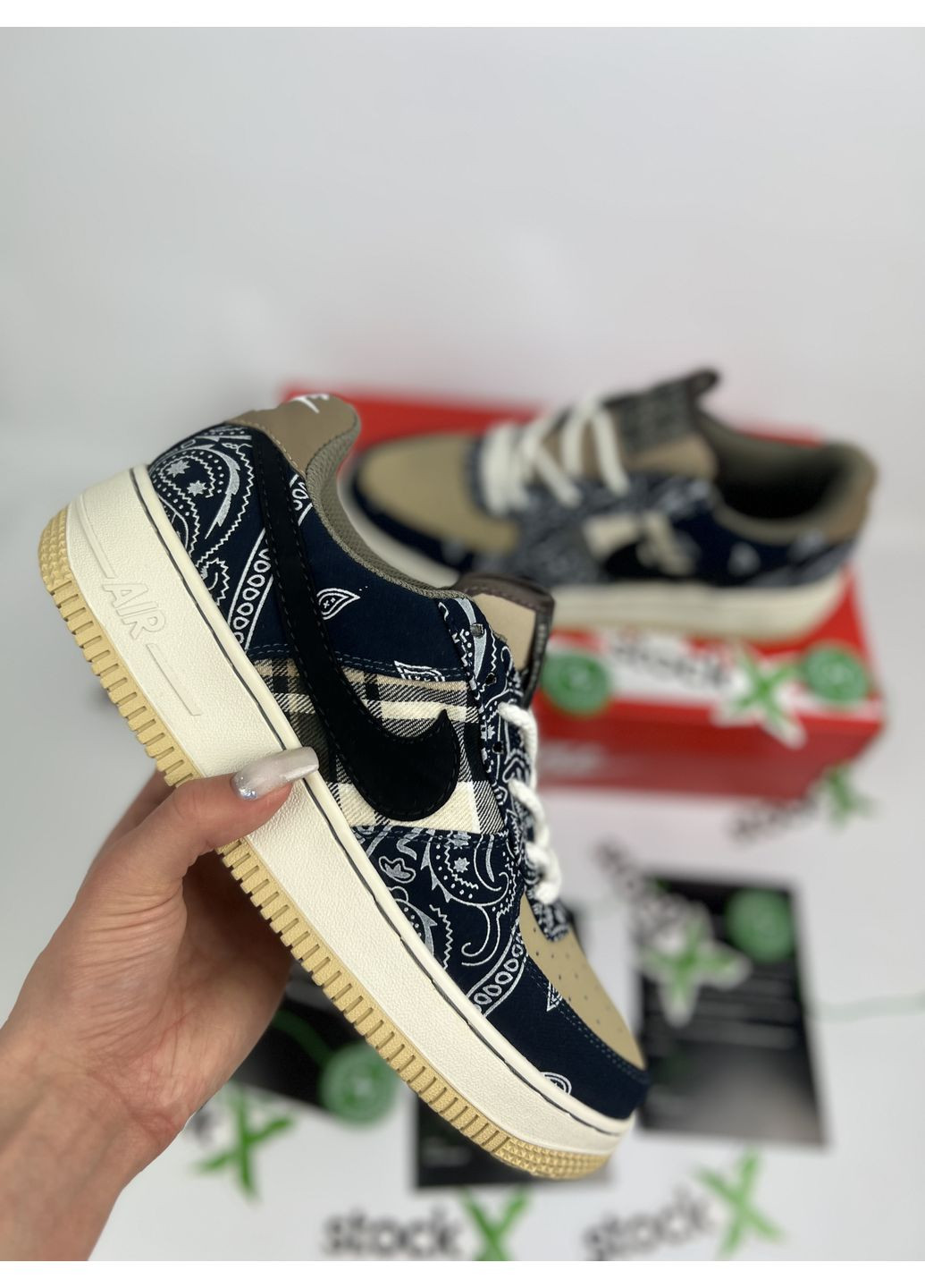 КРОСІВКИ ЖІНОЧІ NIKE AIR FORCE 1 LOW X TRAVIS SCOTT CACTUS JACK BLUE BROWN НАЙК АІР ФОРС 1 ПРЕМІУМ No Brand комбіновані демісезони (369393021)