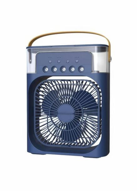 Портативний вентилятор 4в1 Air Cooler Fan USB Синій настільний вентилятор з підсвічуванням і зволожувачем No Brand (348118974)