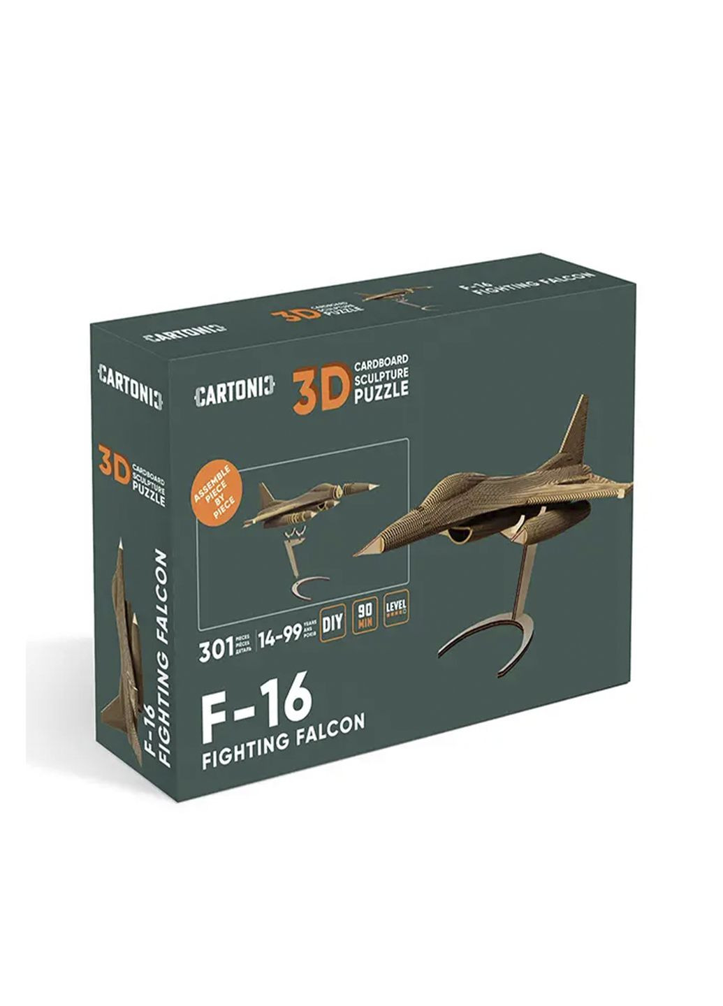 Картонный конструктор 3D Puzzle - Самолет F16 цвет разноцветный CB-00263543 Cartonic (314893016)