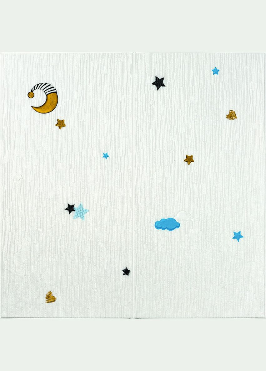 Панель стінова 3D 700x700x4mm зірки та місяць на білому фоні (D) SW-00001970 Sticker Wall (298284422)