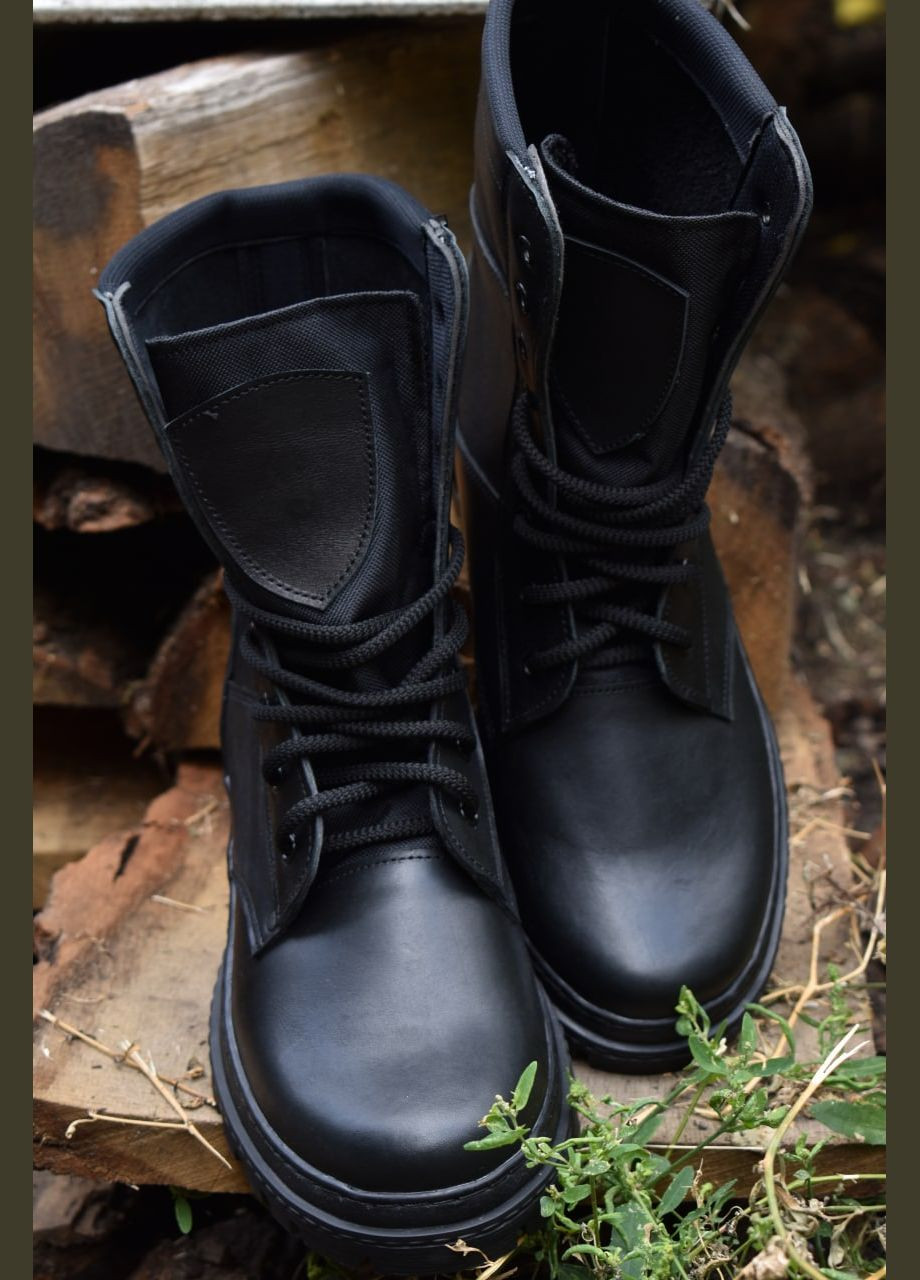 Мужские Тактические Зимние Берцы. 36-48р Черные. Полностью Натуральная кожа! MSZM-1001 No Brand (301137950)