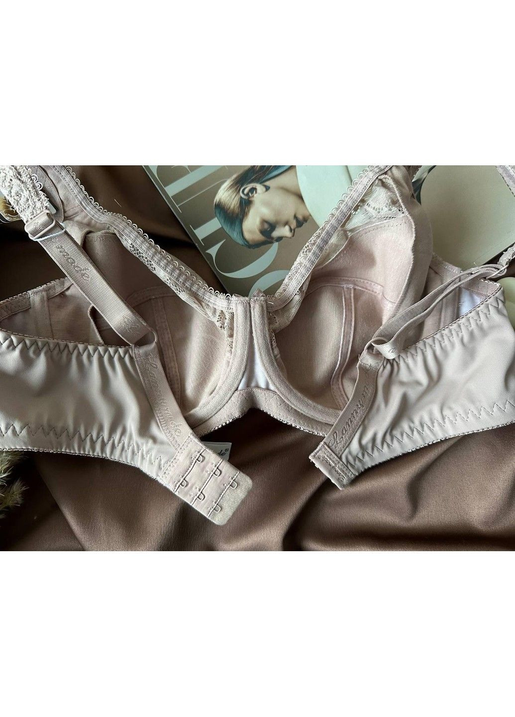 Пудровий бюстгальтер великого розміру ліфчик без поролону, пудра Lanny Mode