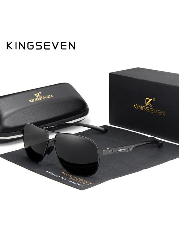 Мужские поляризационные солнцезащитные очки N7188 Black Gray KINGSEVEN (303401721)