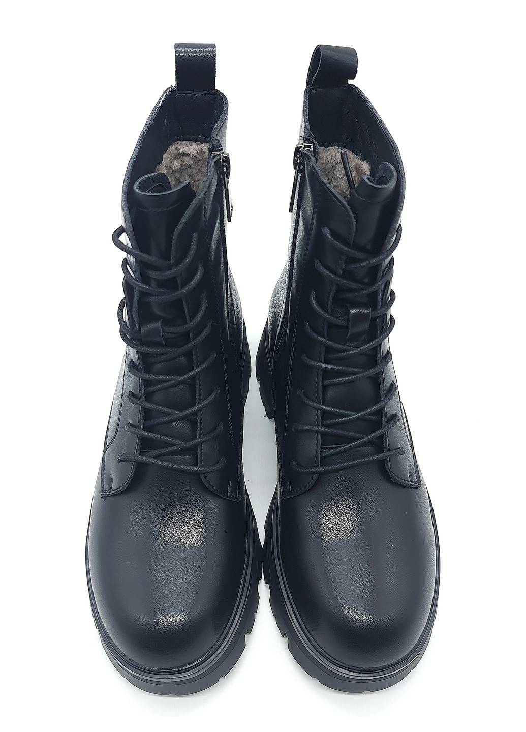 Жіночі черевики на овчині чорні шкіряні YA-19-10 23 см (р) Yalasou (259299687)