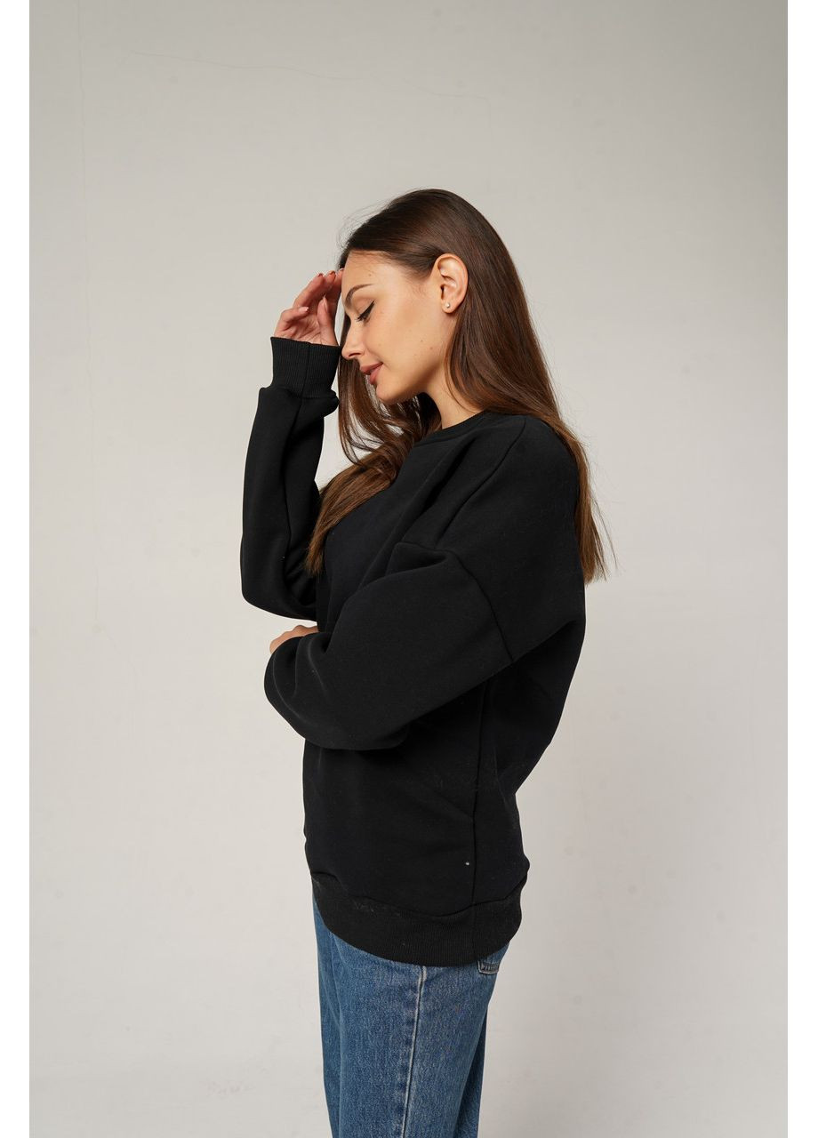 Чорний світшот жіночий з начосом oversize, світшот жіночий оверсайз, кофта жіноча з начосом, батник жіночий теплий кремовий, (367779036)