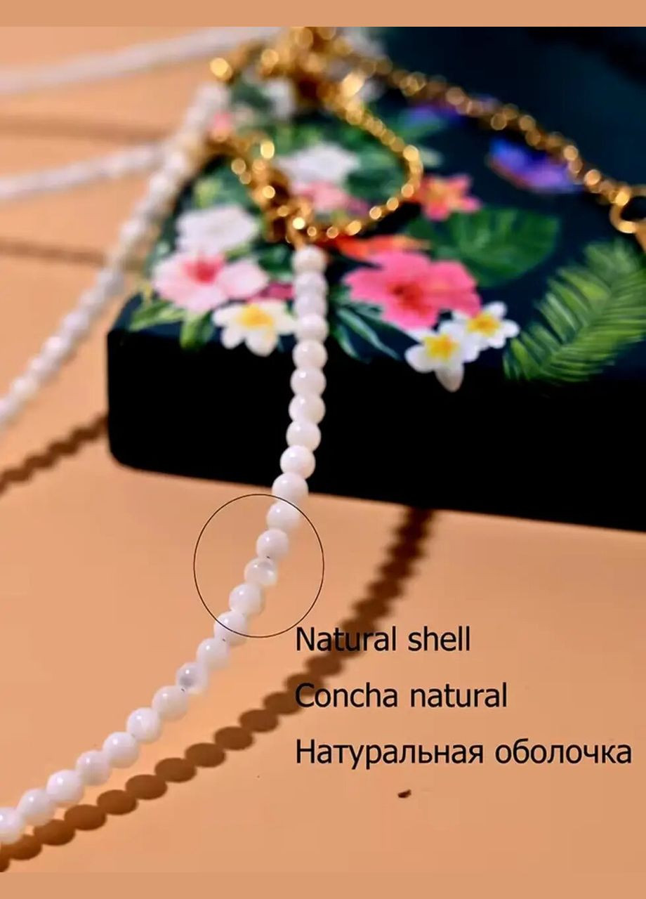 Чокер 3258 з середечком довжина намиста 38-40 см MINOV перламутр натуральний камінь (329058253)