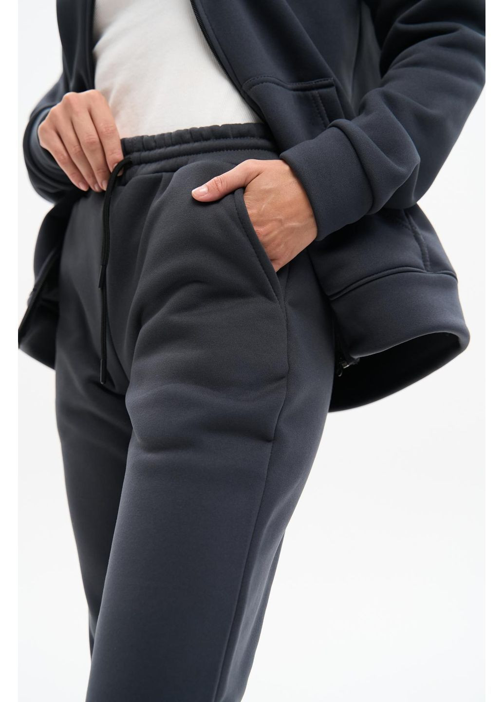 Женский теплый спортивный костюм Большого размера на молнии из тринитки на флисе. No Brand (365830131)