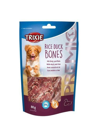 Ласощі Premio Rice Duck Bones для собак кісточки з качкою і рисом 80 г Trixie (331651755)