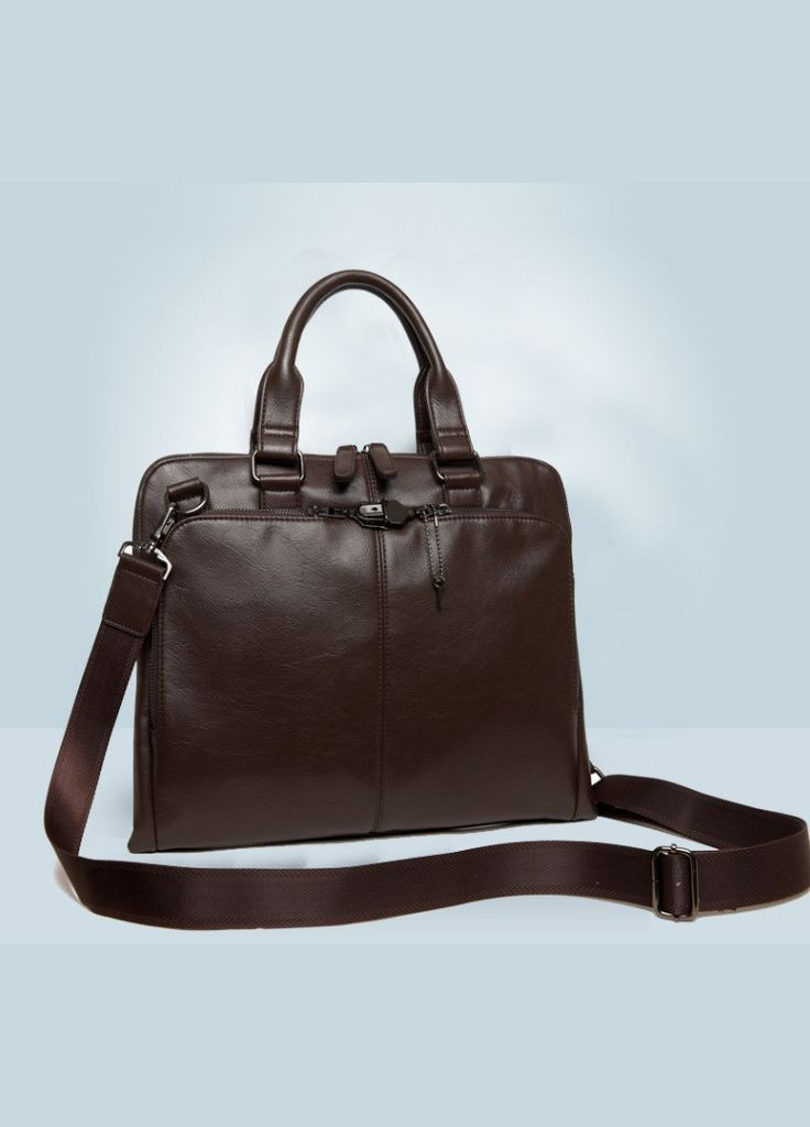 Чоловічий діловий портфель для документів формат А4, чоловіча сумка офісна для роботи екошкіра Коричневий No Brand (334731031)