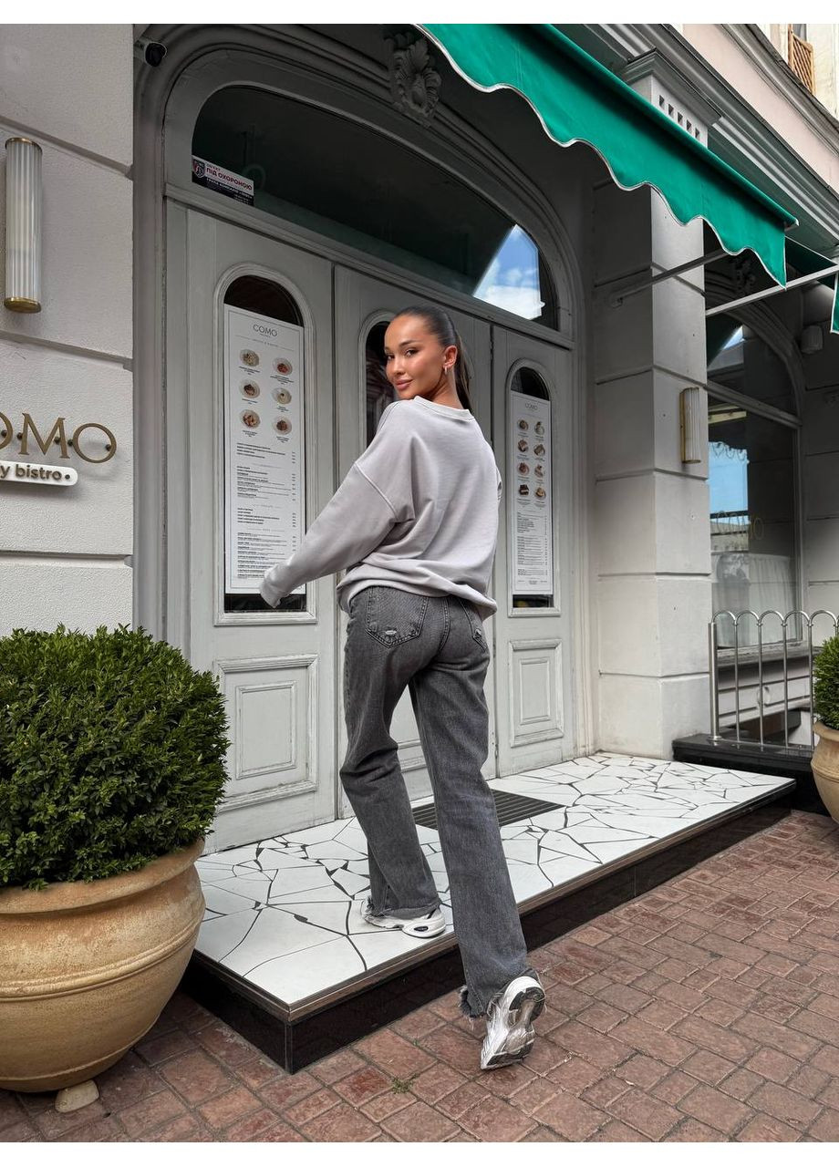 Графитовый женский свитшот оверсайз из высококачественной турецкой ткани Україна (351480323)