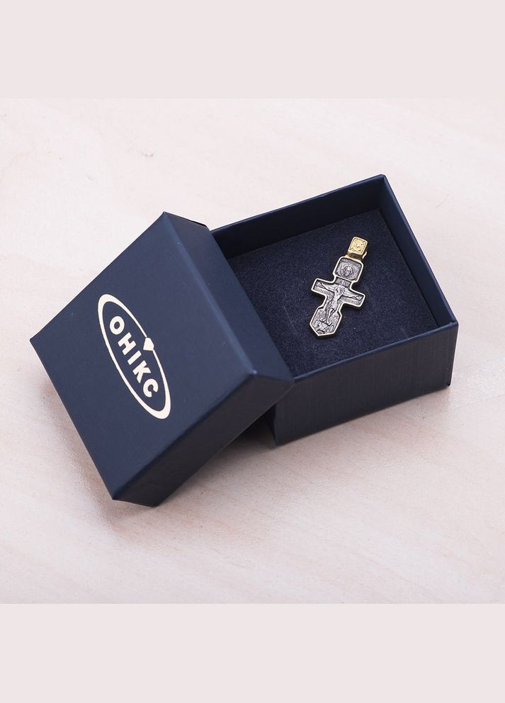 Срібний хрестик з позолотою Розп'яття. Серафим Саровський 131793 Oniks (264024011)