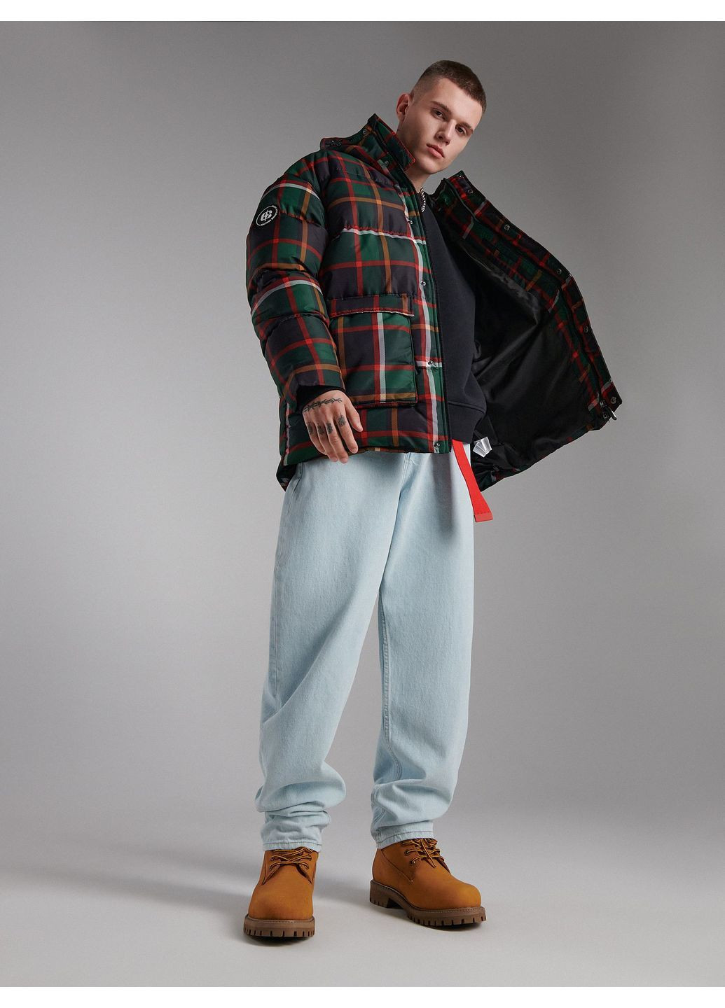 Зеленая куртка зима,зеленый в узоры, Cropp