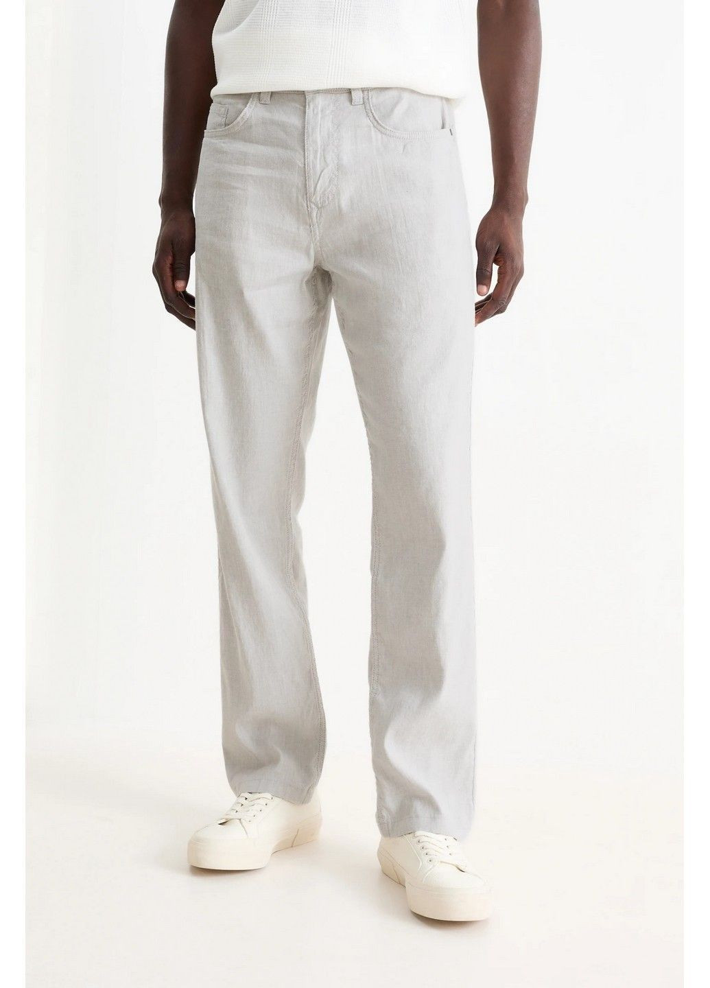 Светло-серые кэжуал летние брюки C&A