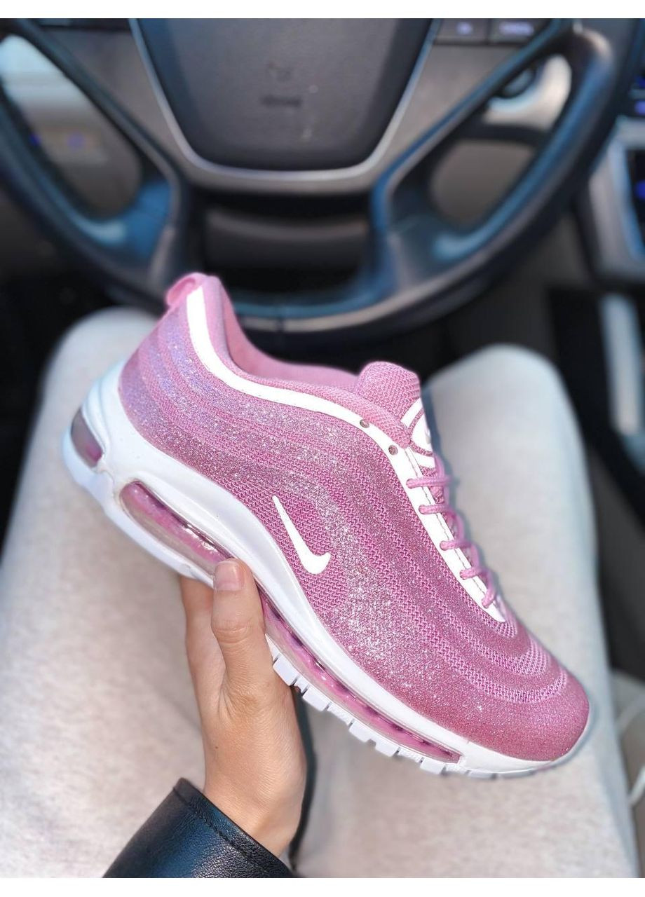 Розовые демисезонные кроссовки мужские nike air max 97 swarovski pink v2 найк аир макс 97 No Brand
