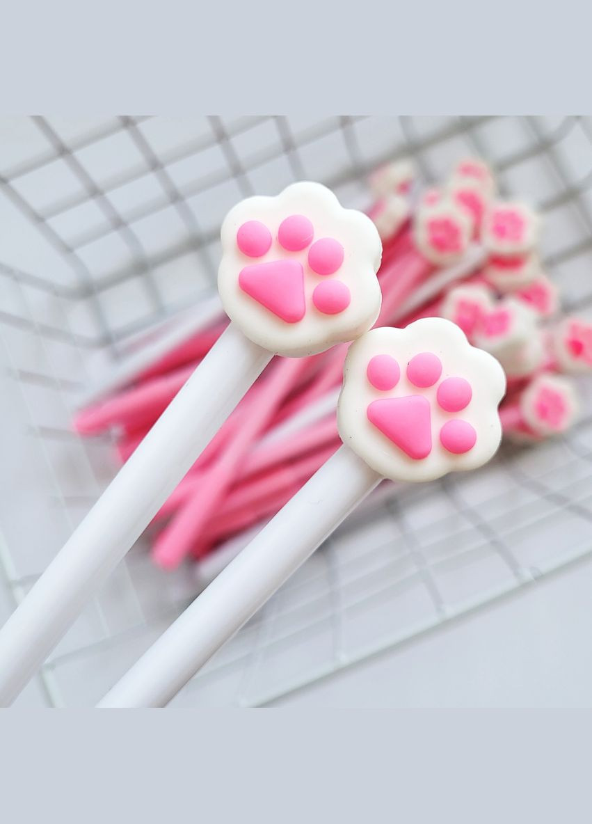 Гелевая ручка в корейском стиле с объемной фигуркой кошачей лапки белая черная гелевая паста, сменный стержень No Brand (320916962)