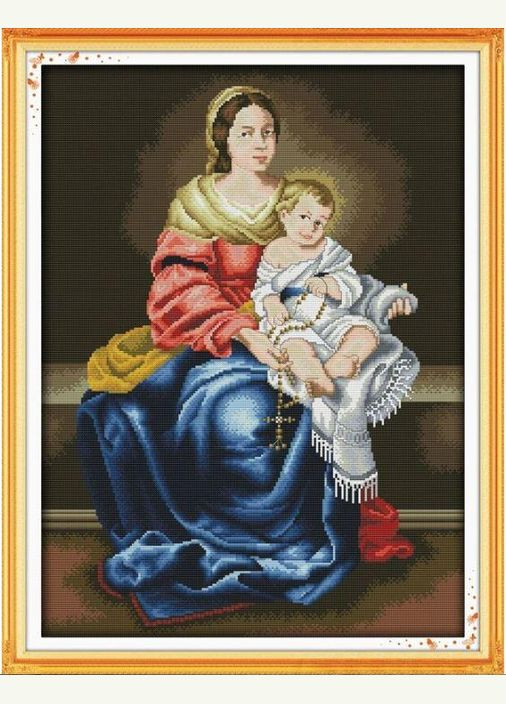 Набор для вышивания по нанесённой на канву схеме "Madonna and Child". AIDA 14CT printed, 44*57 см Joy Sunday (313613426)