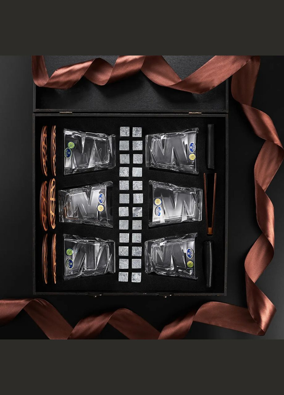 Набор для виски с камнями и шестью бокалами Bohemia Zig-Zag 300 мл Handmade WS609 (345646822)