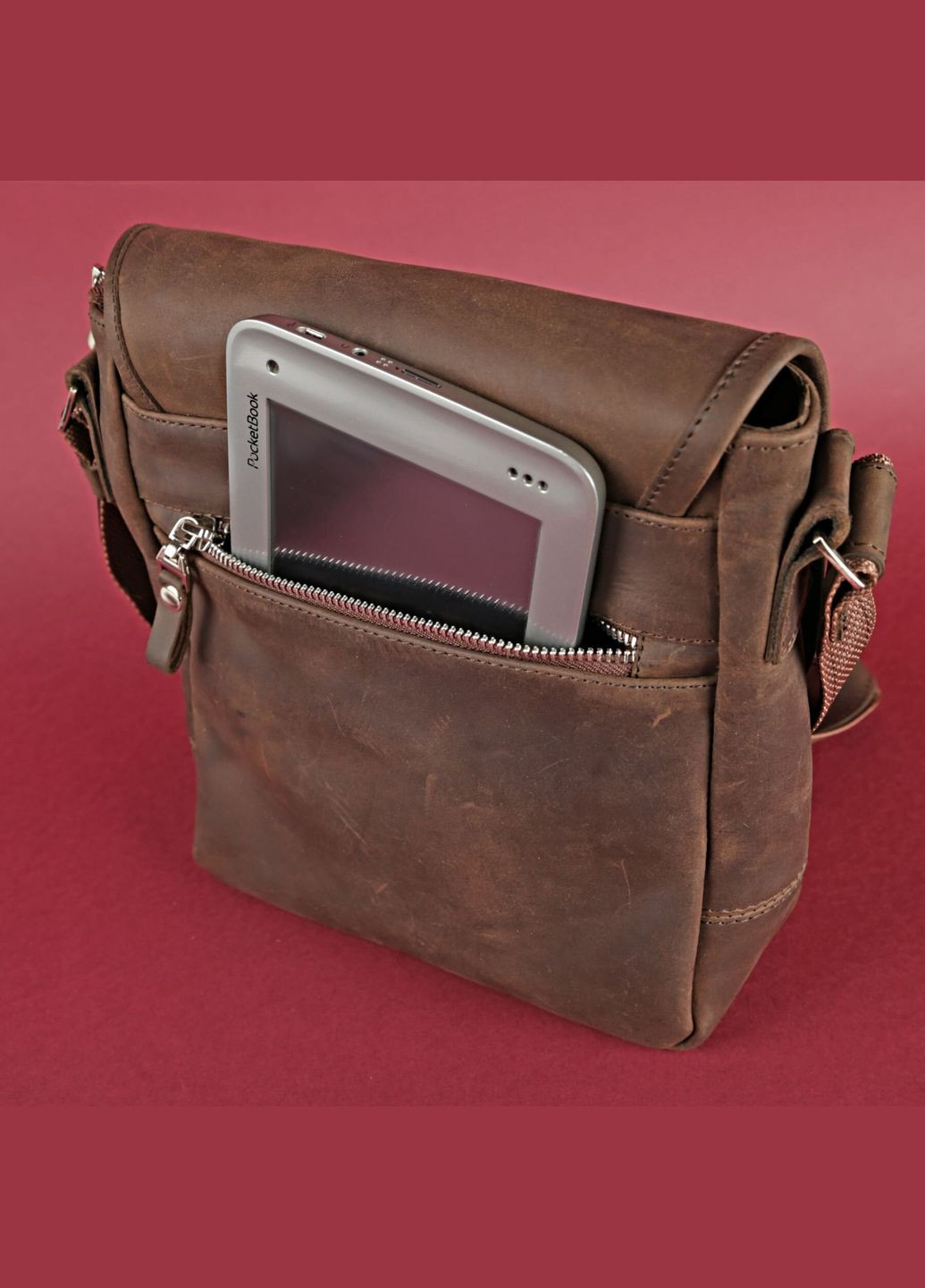 Мужская сумка через плечо для документов из натуральной винтажной кожи коричневая (sku_00890) No Brand (328922688)