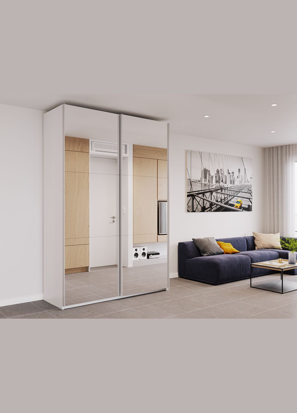 Шафа-купе двохдверна G-Caiser 160х60х240 см Білий/2 Дзеркала (DRS-011024) Doros (346532070)