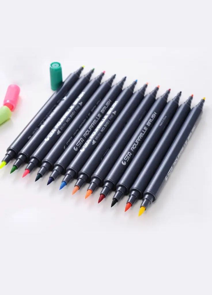 Набір маркери 80 кольорів акварельні двосторонні для скетчінгу 4 органайзери в комплекті STA (317590596)