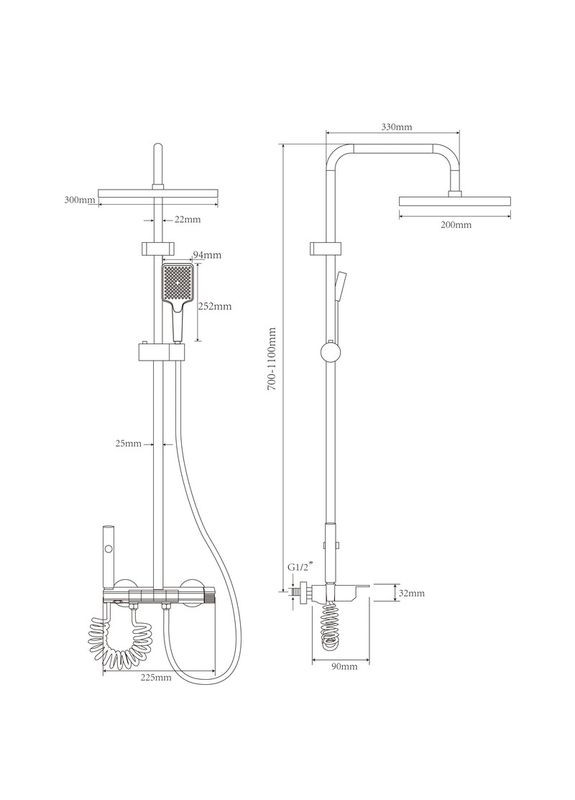 Душова колона BCT-009-J Black зі змішувачем з кнопковим перемикачем, 4 режими (CH6510) Armata (321183855)
