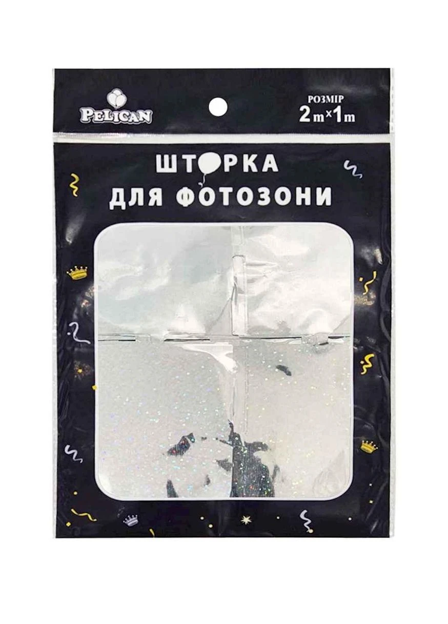 Шторка для фотозони Квадрат голограма 1х2м срібло #232 ТМ PELICAN (385461205)