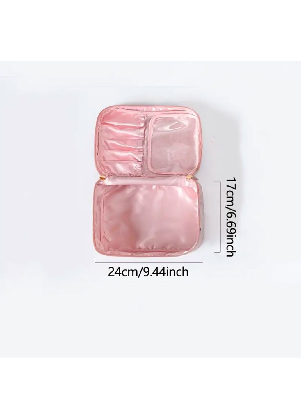 Вместительная компактная косметичка для косметики из кожзама черная No Brand (322999042)