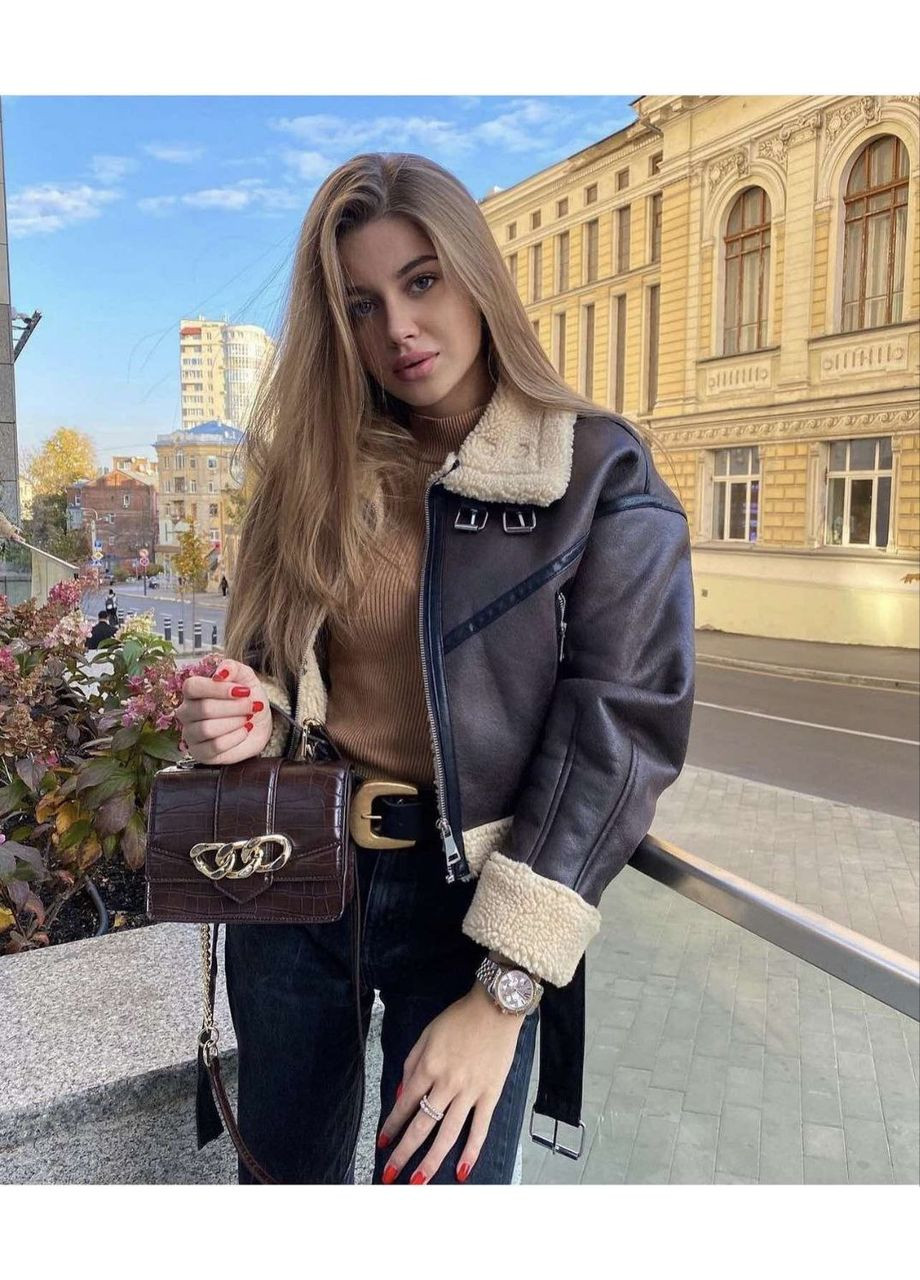 Дубленка укороченная эко кожа и эко мех, карманы на молнии Україна (361285650)