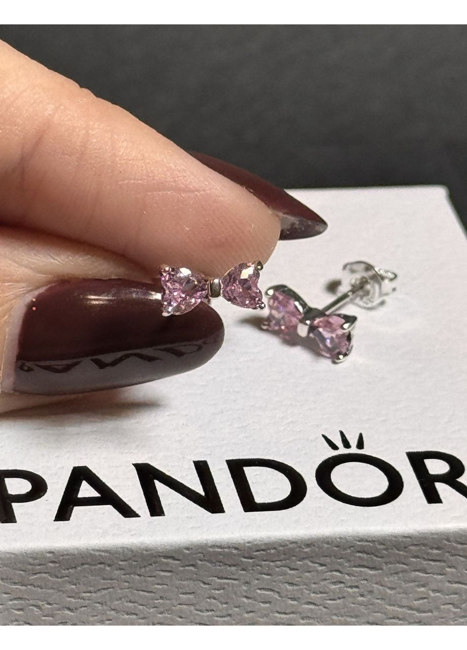 Срібні сережки "Рожевий бантик" / На Подарунок No Brand (369137726)